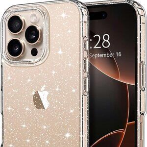 iPhone 16 Pro Max Glitter Clear Case for with Screen Protector&More!